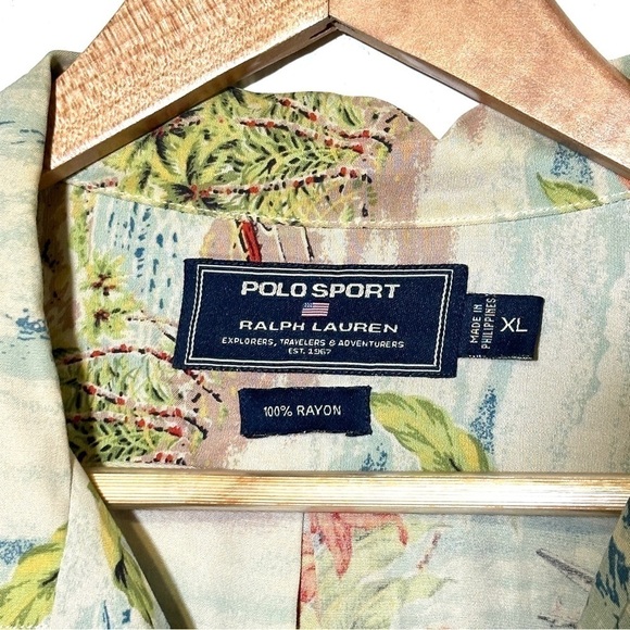 Polo Sport By Ralph Lauren Hawaiian Print Button Front Short Sleeve Top Sz XL M - Picture 8 of 12